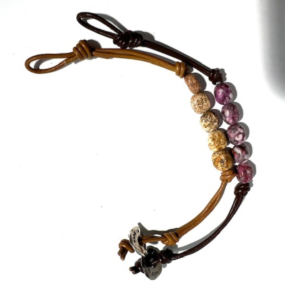 Athens Protasis Leather and Natural Stone Bracelets